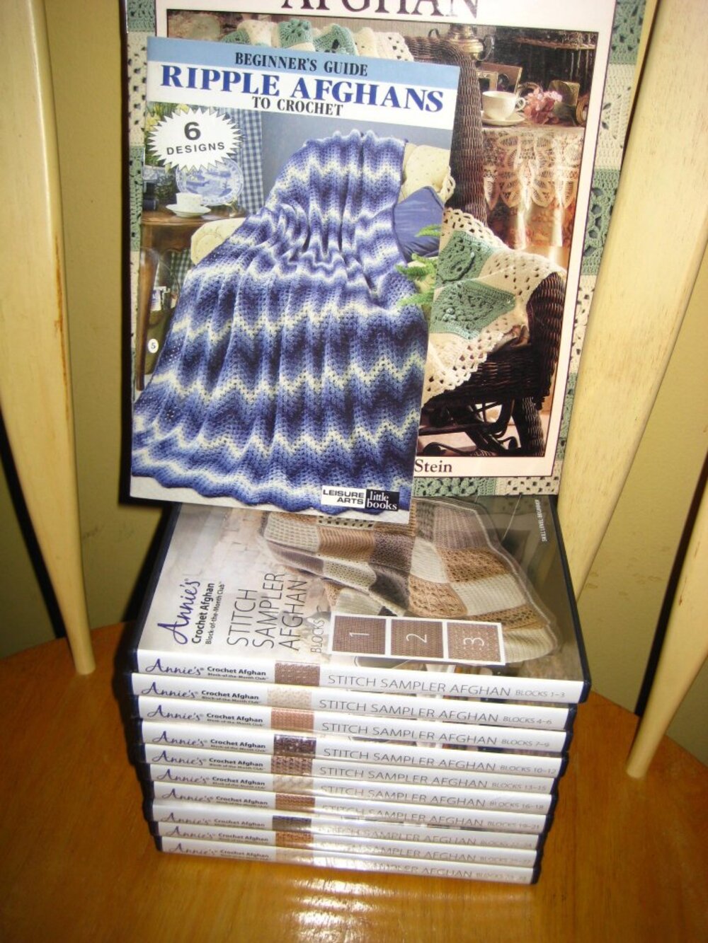 Complete Set DVDs 1-30 Annie's Craft Crochet Afghan Stitch Sampler Plus 2 books